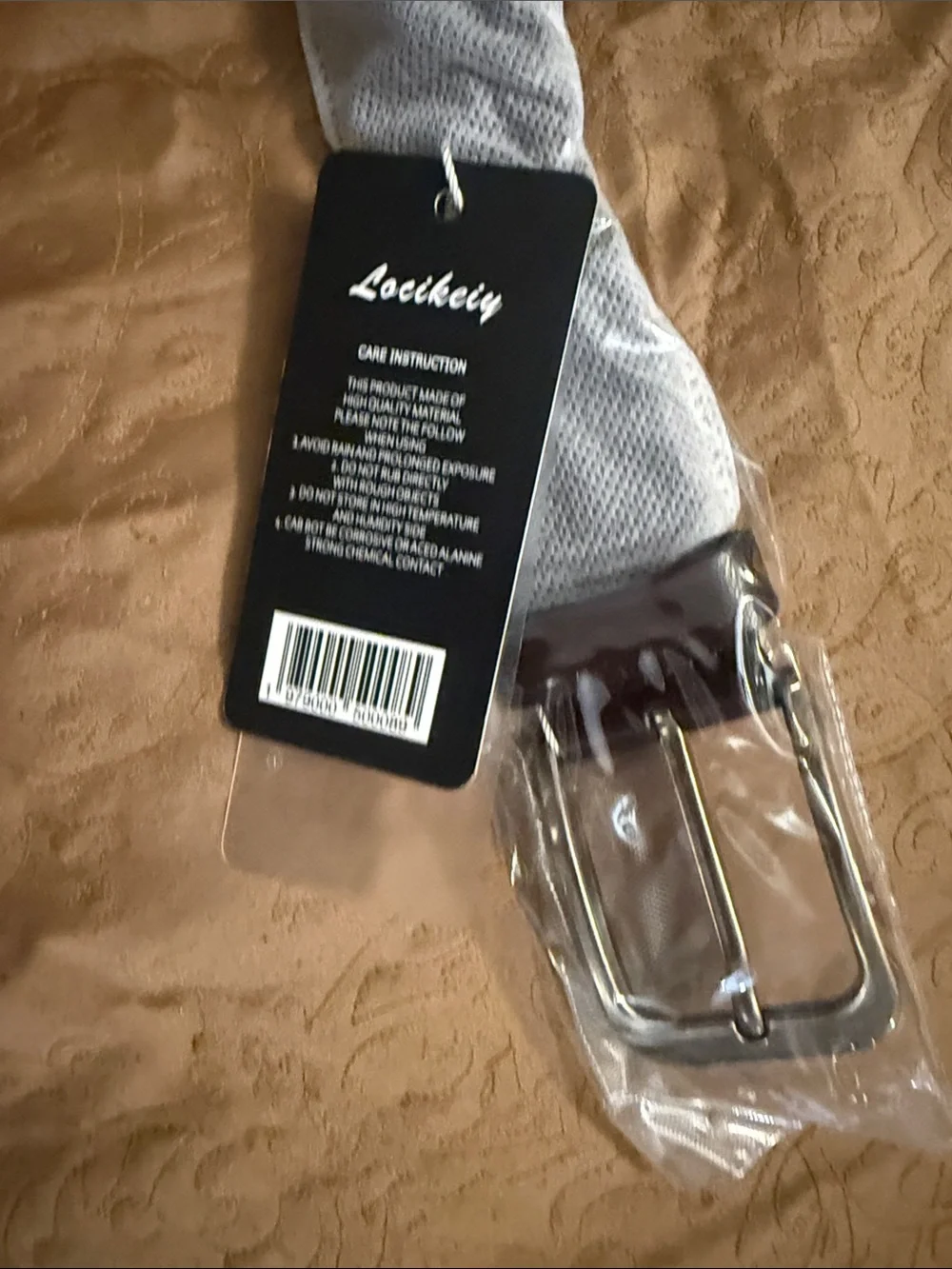 Men's Gray Fabric Belt with Silver Buckle
